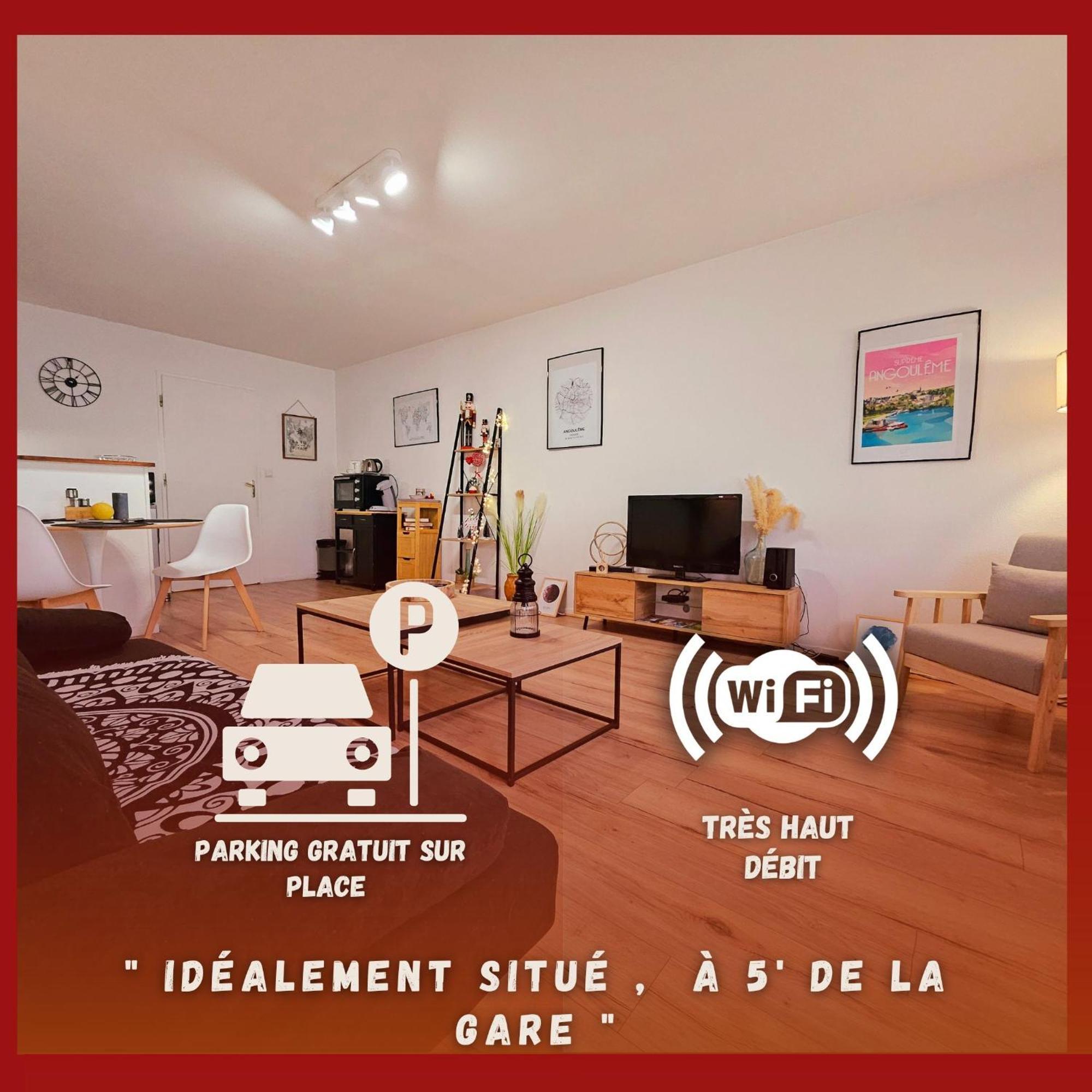 Appartement Cosy Proche Gare - Fibre Optique et Parking Angoulême Extérieur photo